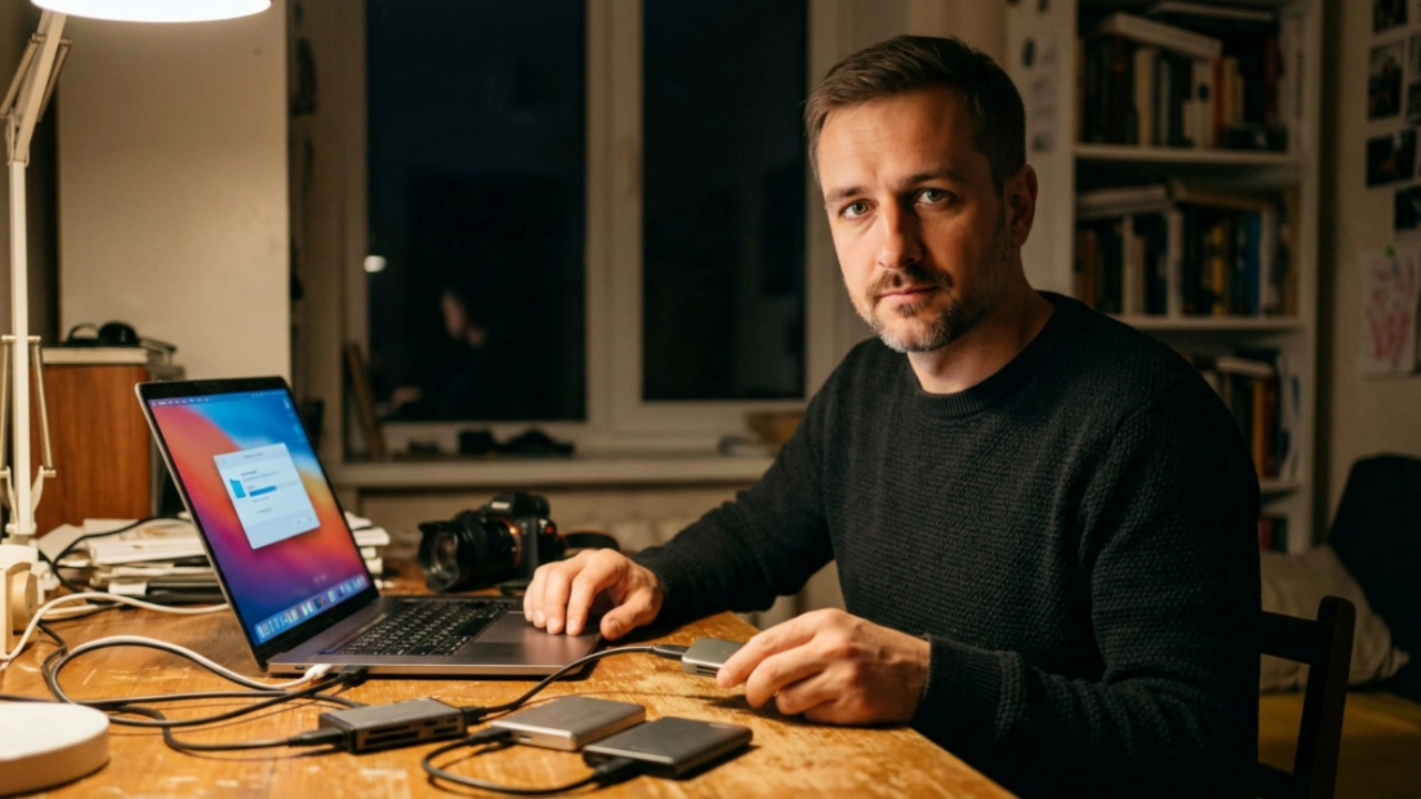 Сергей Васильчук — фотограф из Киева копирует материал на два диска сразу после съёмки